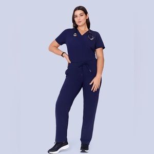 Women's Navy Blue Mandala 6  pocket jogger type scrub pants